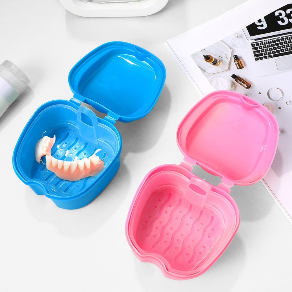 2 Pcs Teeth Box Set Travel Storage Container for Dentures Containers