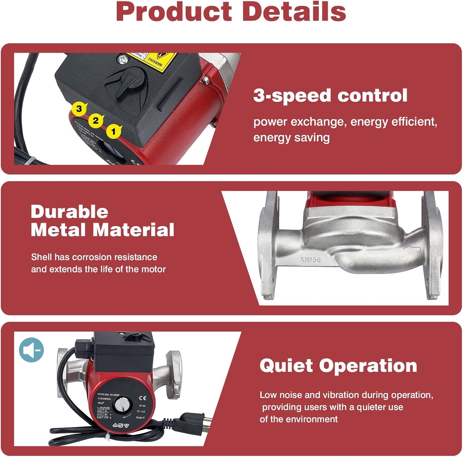Open Box 59896772 Stainless Steel 3-Speed Circulator Pump Ups15-35 SFC Grundfos