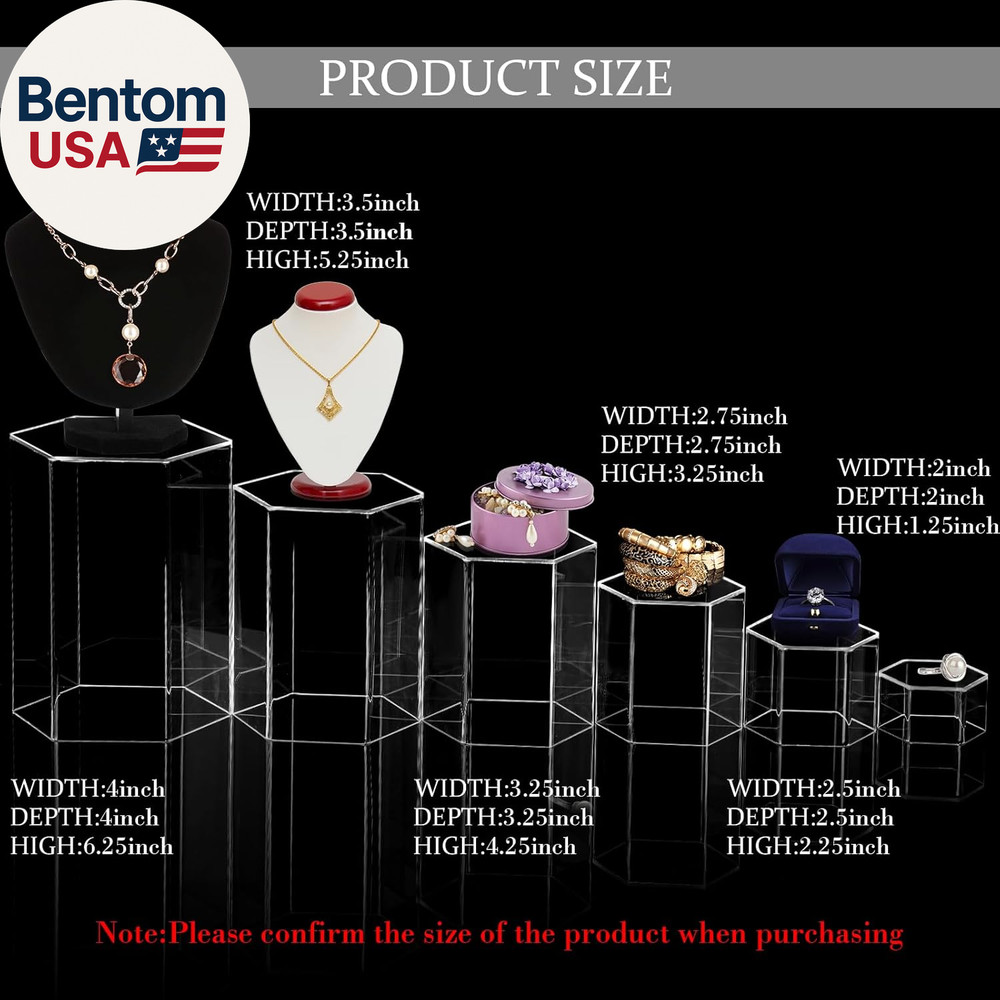Hexagonal Jewelry Display Risers Hexagonal Market Display Risers Stands Acrylic