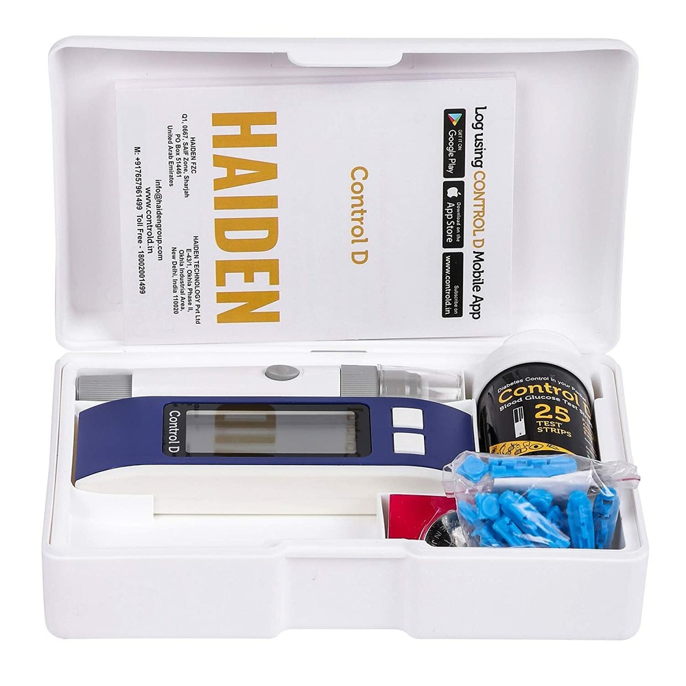 Control D Blue Glucometer Combo with 25 Strips LONG EXPIRY