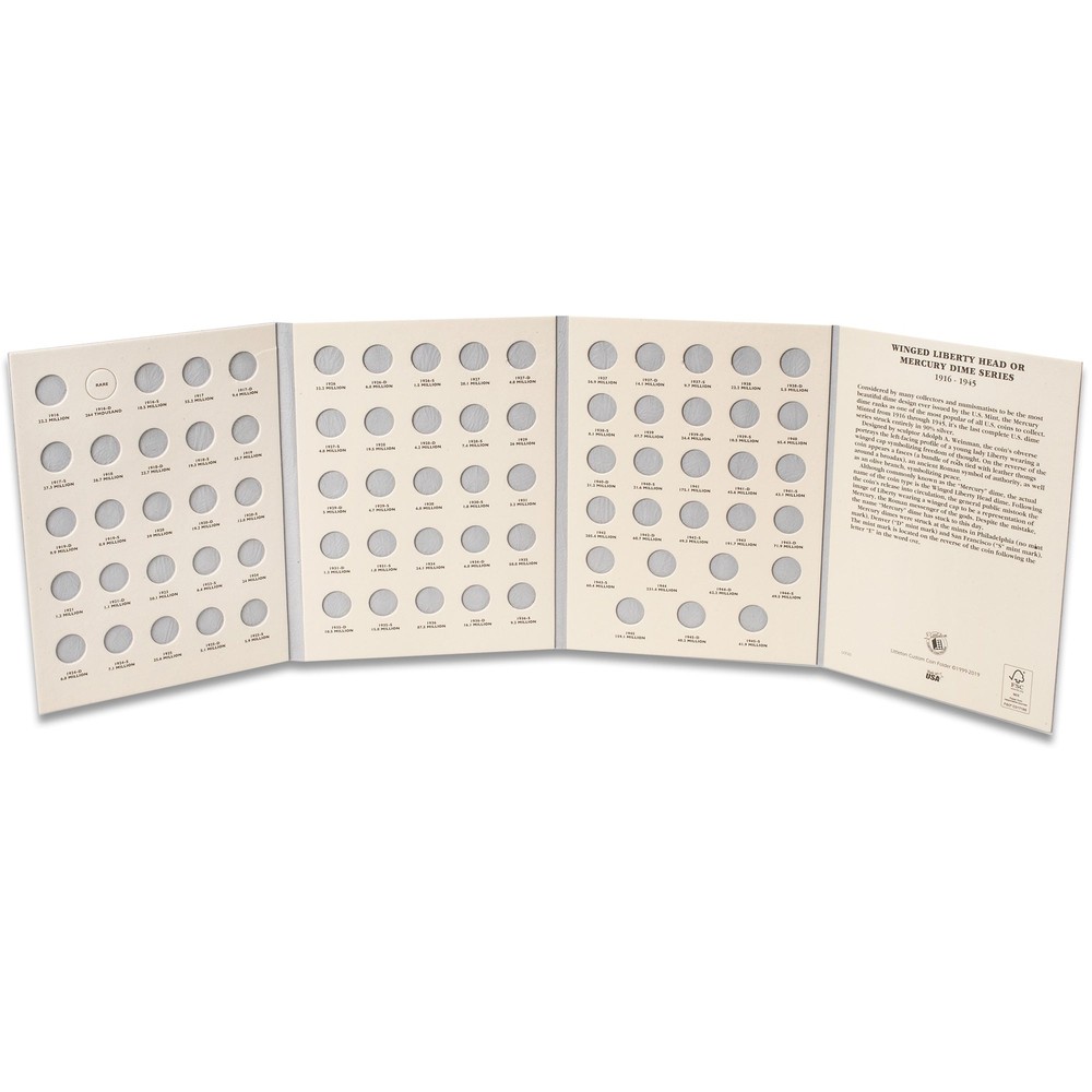 1916-1945 Mercury Dime Folder Coin Storage