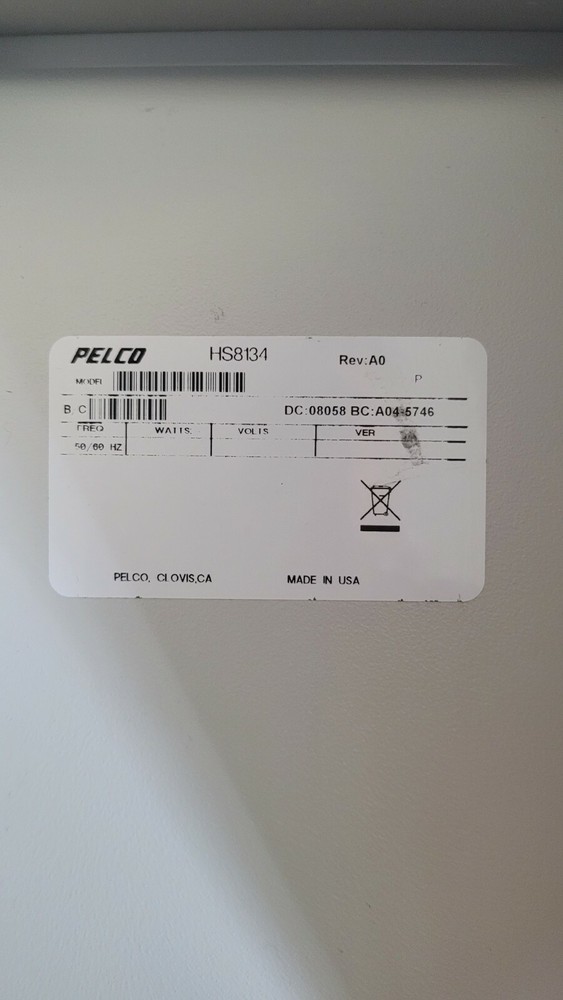 Pelco HS8134 High Security, Steel, Ceiling Mount Camera Enclosure
