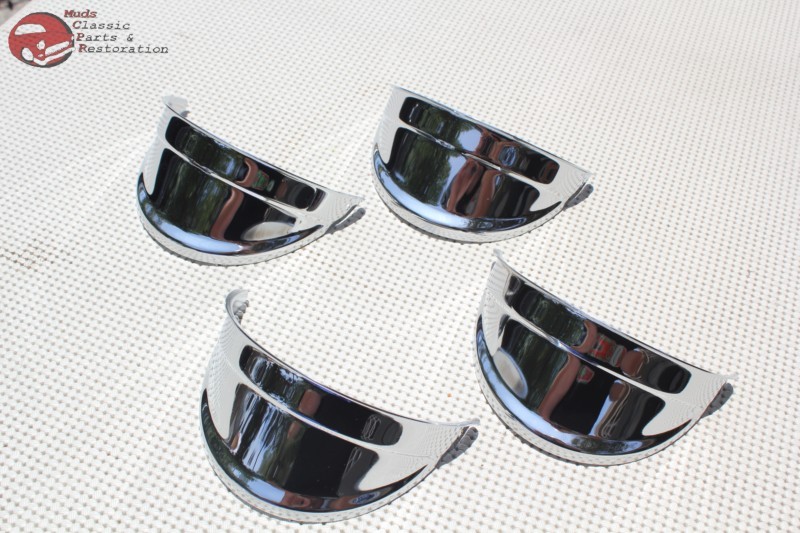 5" Custom Headlight Headlamp Visors Chrome 4 Half Moons and 4 Visors