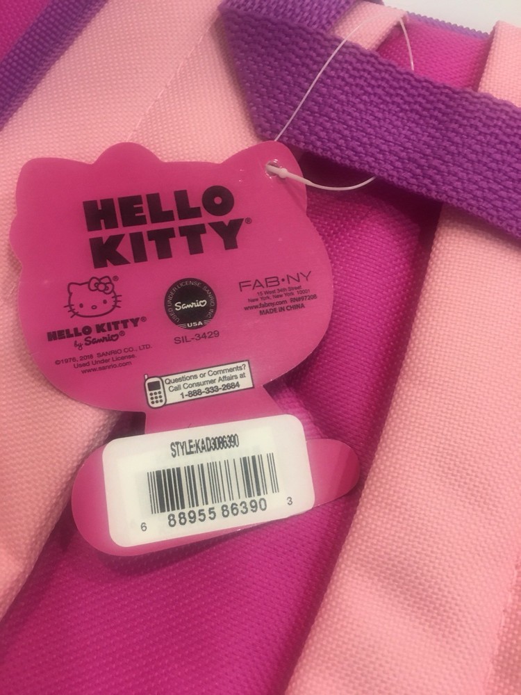 Hello Kitty w Padded 3D Bow, Attached Exterior Thought Board School Backpack