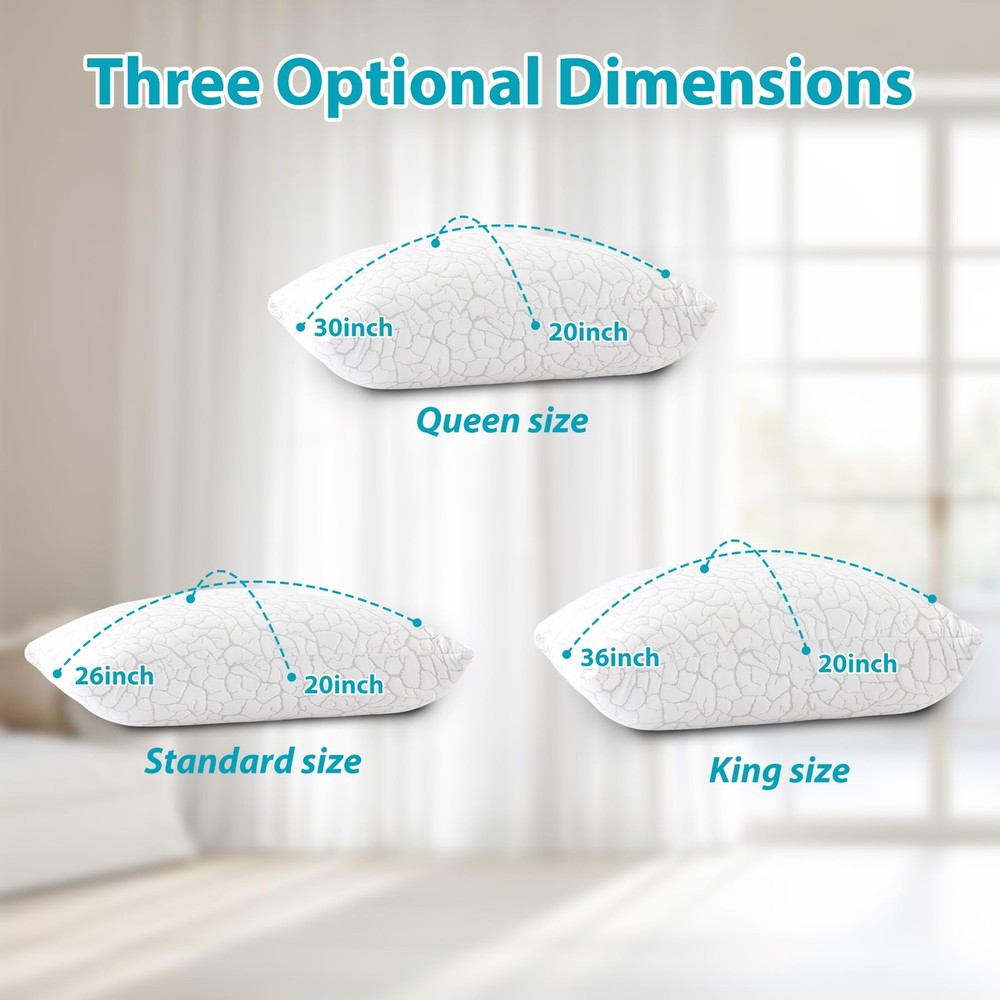 Cooling Pillows for Sleeping 2 Pack, Standard Size Adjustable Shredded Memory...