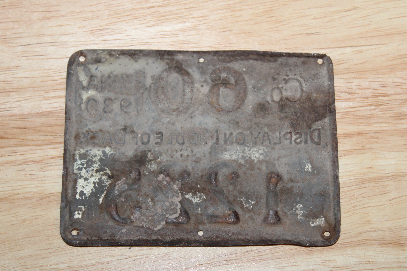 Vintage Metal 1930 Pennsylvania Hunting License County 60