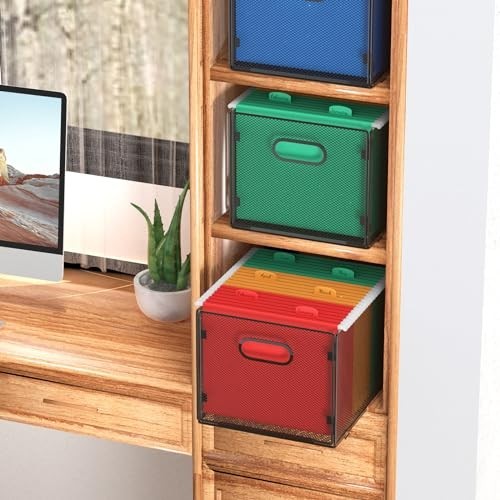 2 Pack Mesh Hanging File Organizer - Letter Size Filing Box & Storage Solution