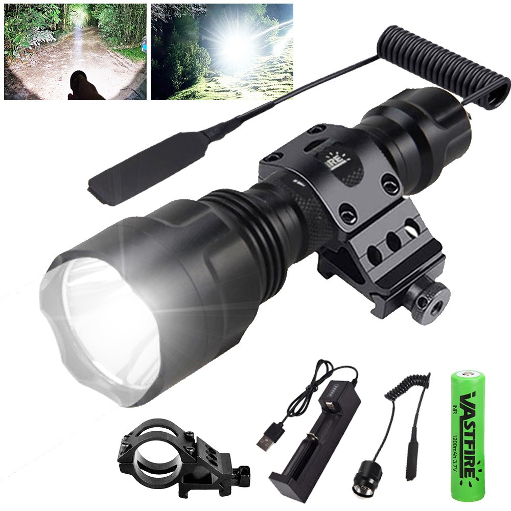 Super Bright LED Flashlight Air Light Rechargeable Torch Offset 20mm Rail