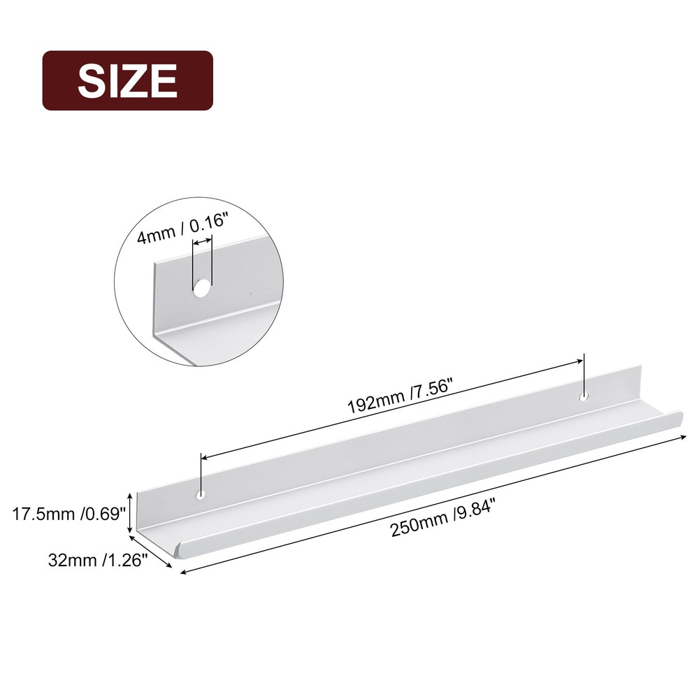 Cabinet Edge Finger Pull, 8pcs 250mm / 9.84" Hidden Cabinet Pulls, Silver