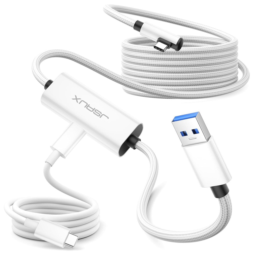 JSAUX Link Cable 16FT with Charging Compatible 16ft Link+5 FT Charge, White