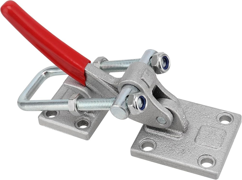 KEILEOHO 2 Pack U-Hook Latch Clamp, Heavy Duty Adjustable Toggle Red, Silver