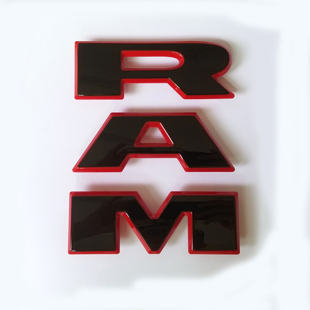1x RAM Grille Emblem Front Badge for 2019+ RAM1500 68298470AA Red frame