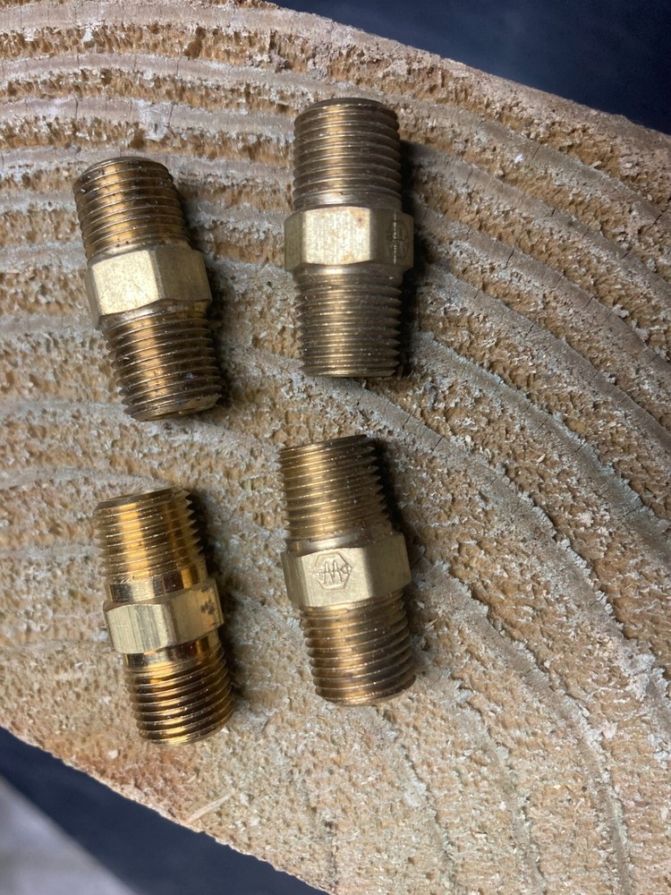 1/8'' x 1'' long hex pipe nipple brass 4pc