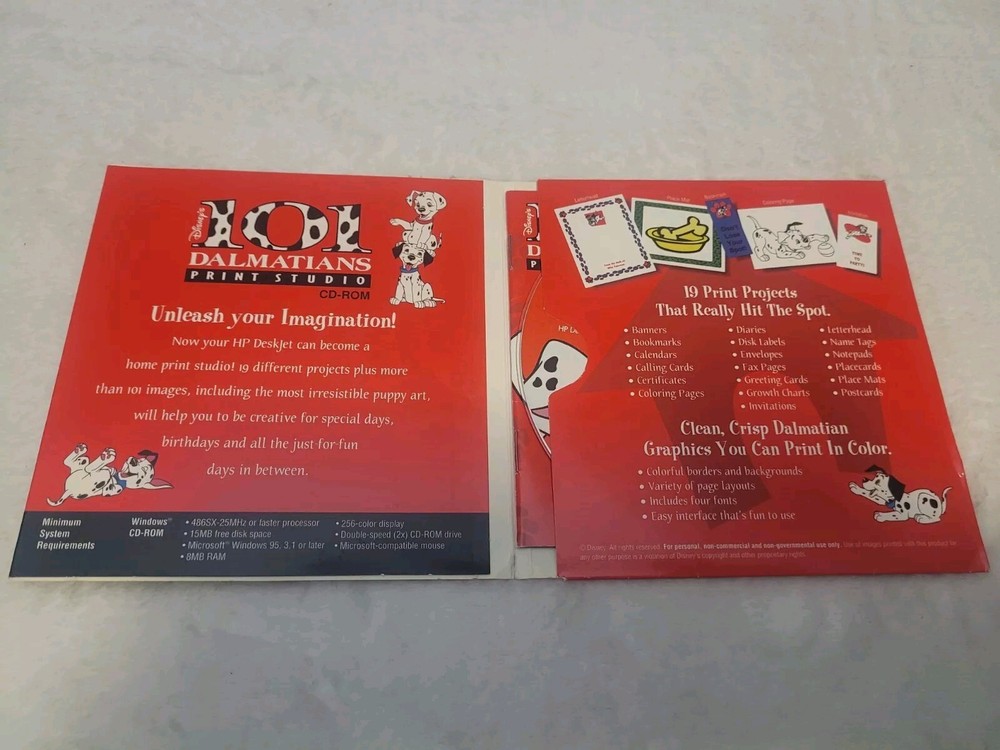 DISNEY'S 101 DALMATIONS PRINT STUDIO CD-ROM PC 1997