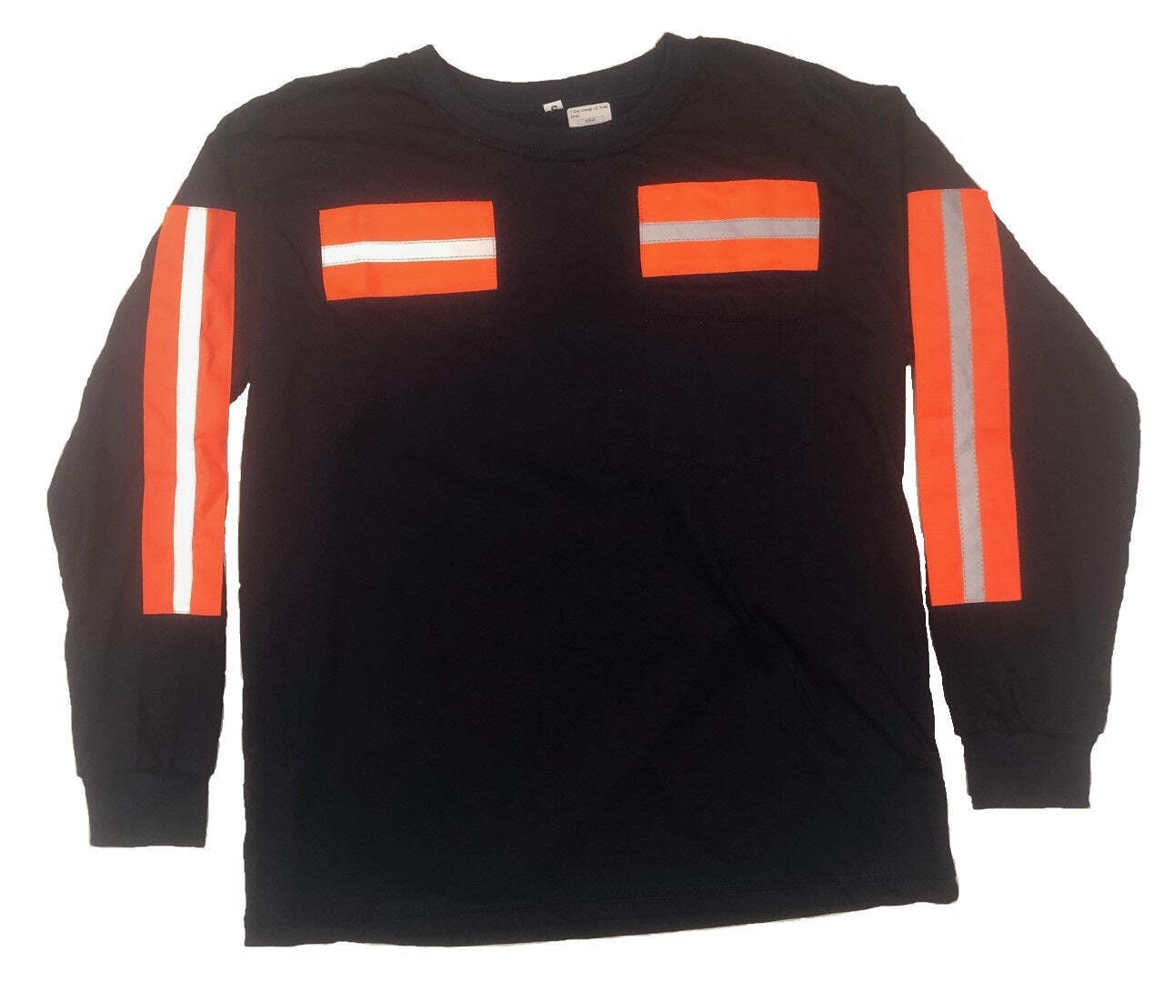 Low Pro Enhanced Visibility Reflective Long Sleeve T-Shirt, Navy w/Orange Stripi