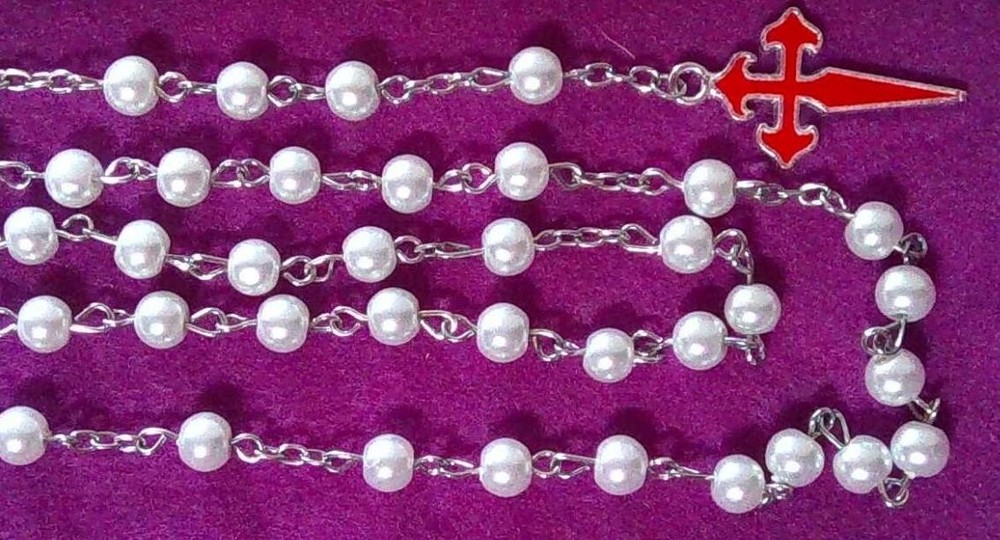 Catholic Rosary Silver and Pearls* CHARITY FUNDRAISER Convent Rosary n88