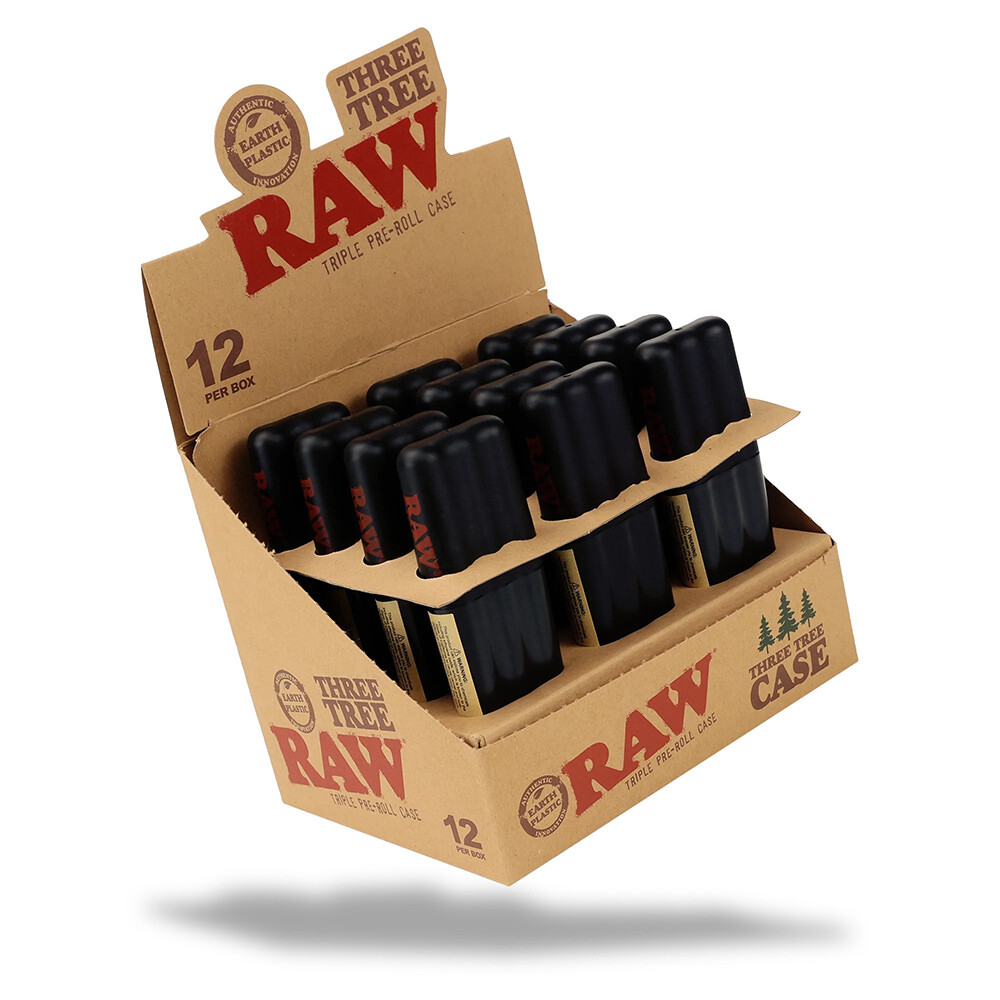 1x Raw rolling papers Three tree Cone Case Pocket size Eco Friendly Plastic Gift