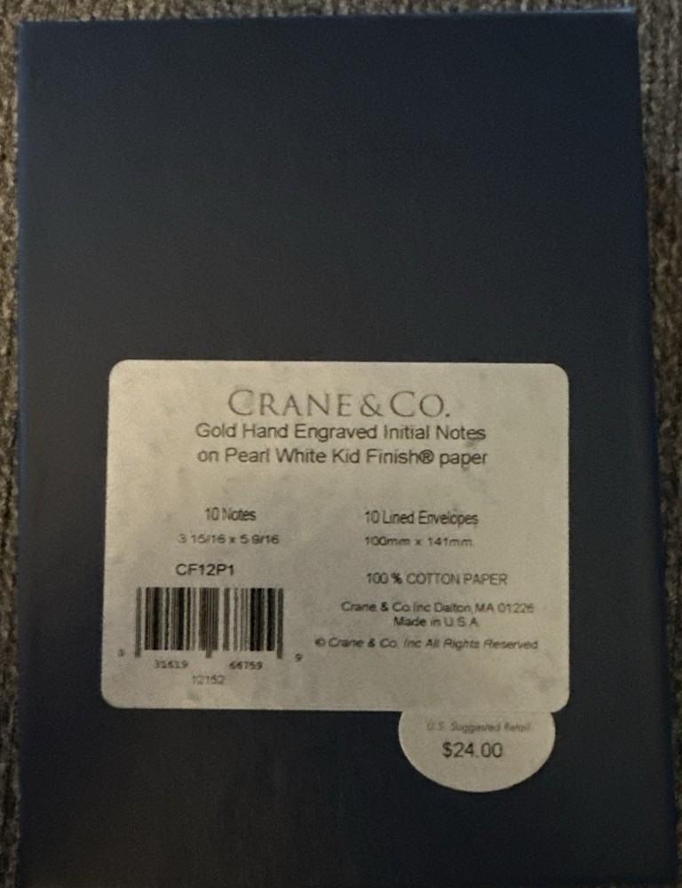 Crane Co Stationery Initial “P” Notecards With Envelopes New (10 Count)