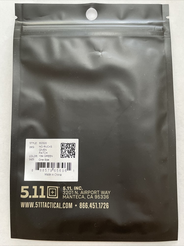 *BRAND NEW* 5.11 TACTICAL NO RUCKS GIVEN PATCH SKELETON HOOK BACKING
