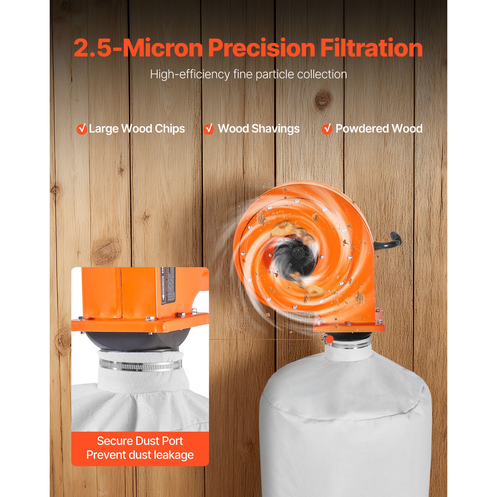 Uimoso 1 HP Wall-Mounted Dust Collector, 560 CFM for Woodworking Applications