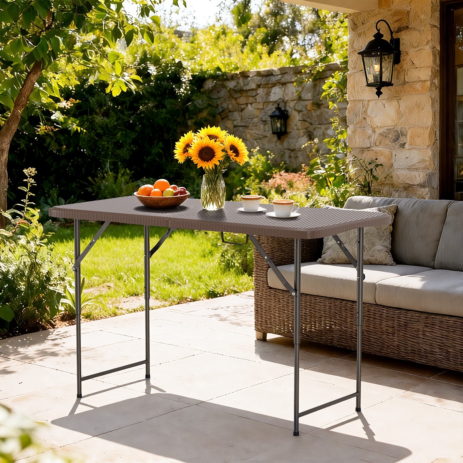 4FT Folding Table Half Portable Foldable Table Picnic Table for Office Home