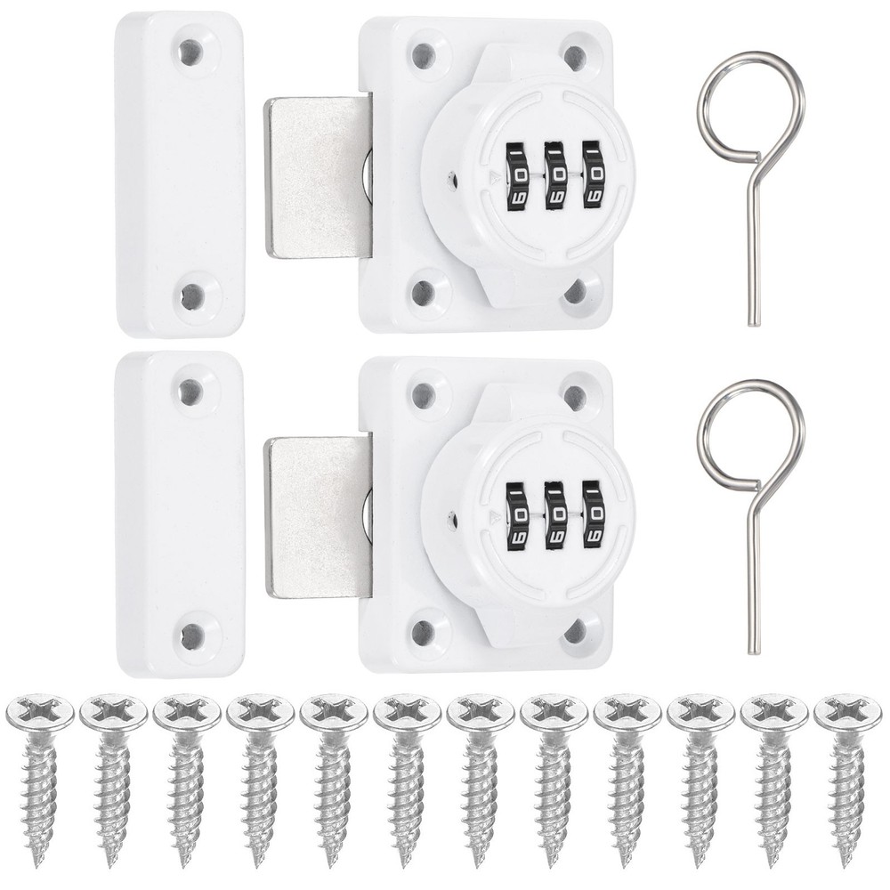 2Pcs Combination Cabinet Latch Mechanical Keyless Password Lock White