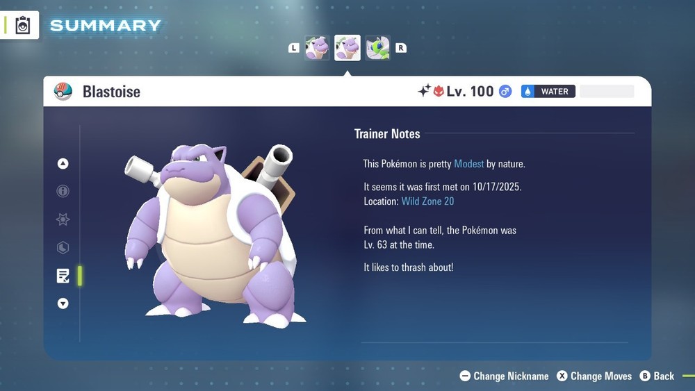 Blastoise Shiny Alpha 6IVs Battle Ready - Legends ZA