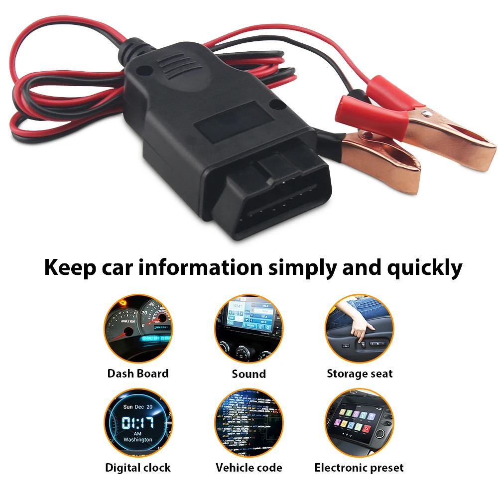 OBD2 Memory Saver Battery Replacement ECU Emergency Power Supply Diagnostic Tool