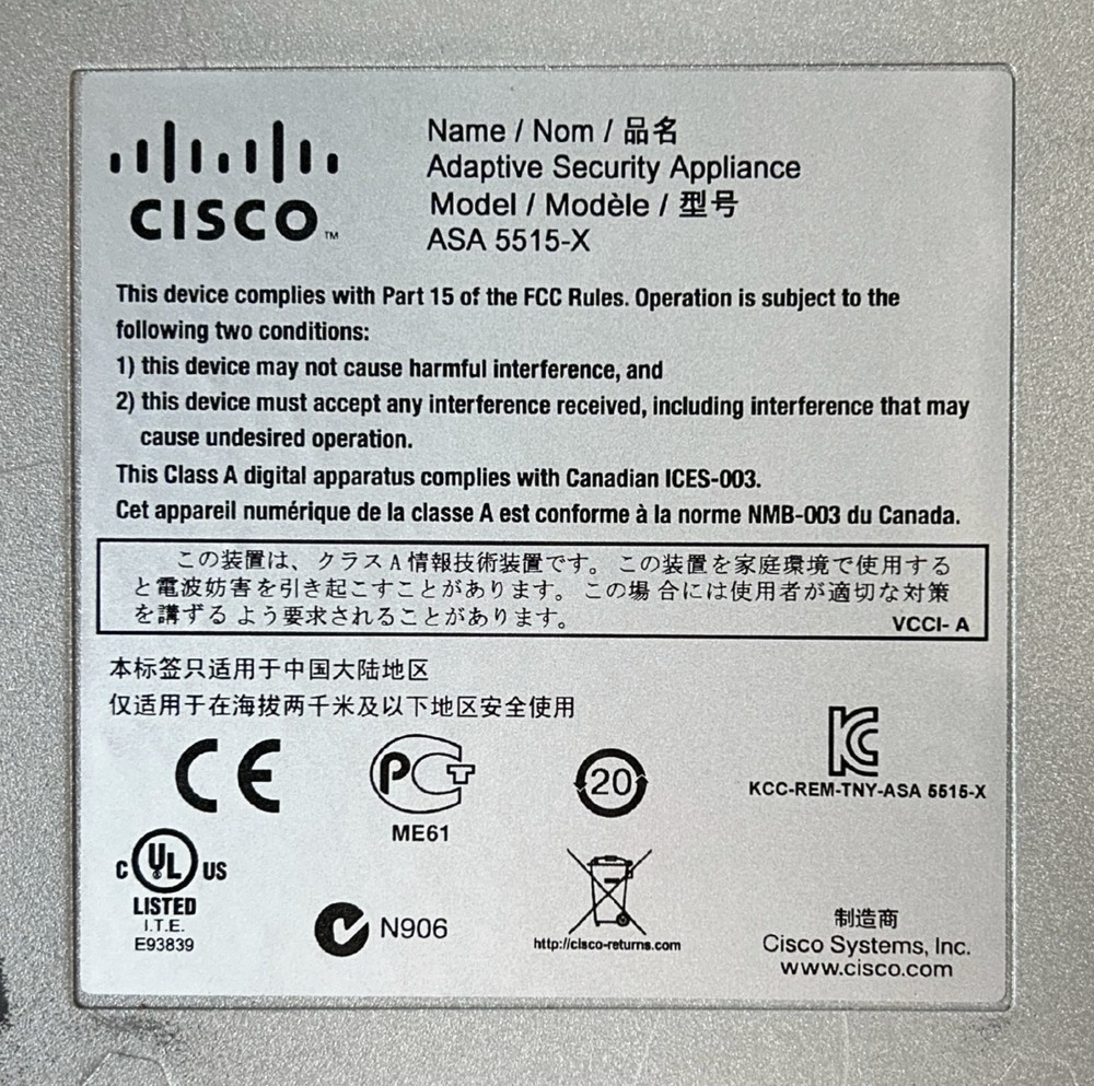 Cisco ASA5515-X Adaptive Security Appliance