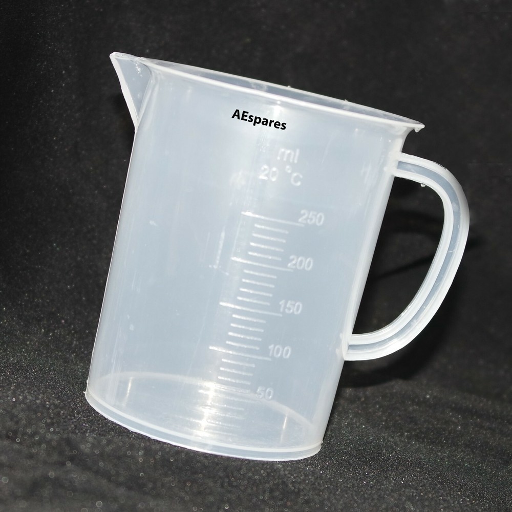 250ml Transparent Plastic Beaker Liquid Measuring Jug Cup With Handle