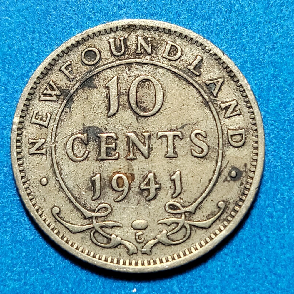 1941 C NEWFOUNDLAND 10 CENT SILVER COIN BK74