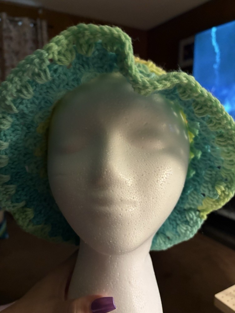 Handmade Crochet Bucket Hat Rainbow Multicolor
