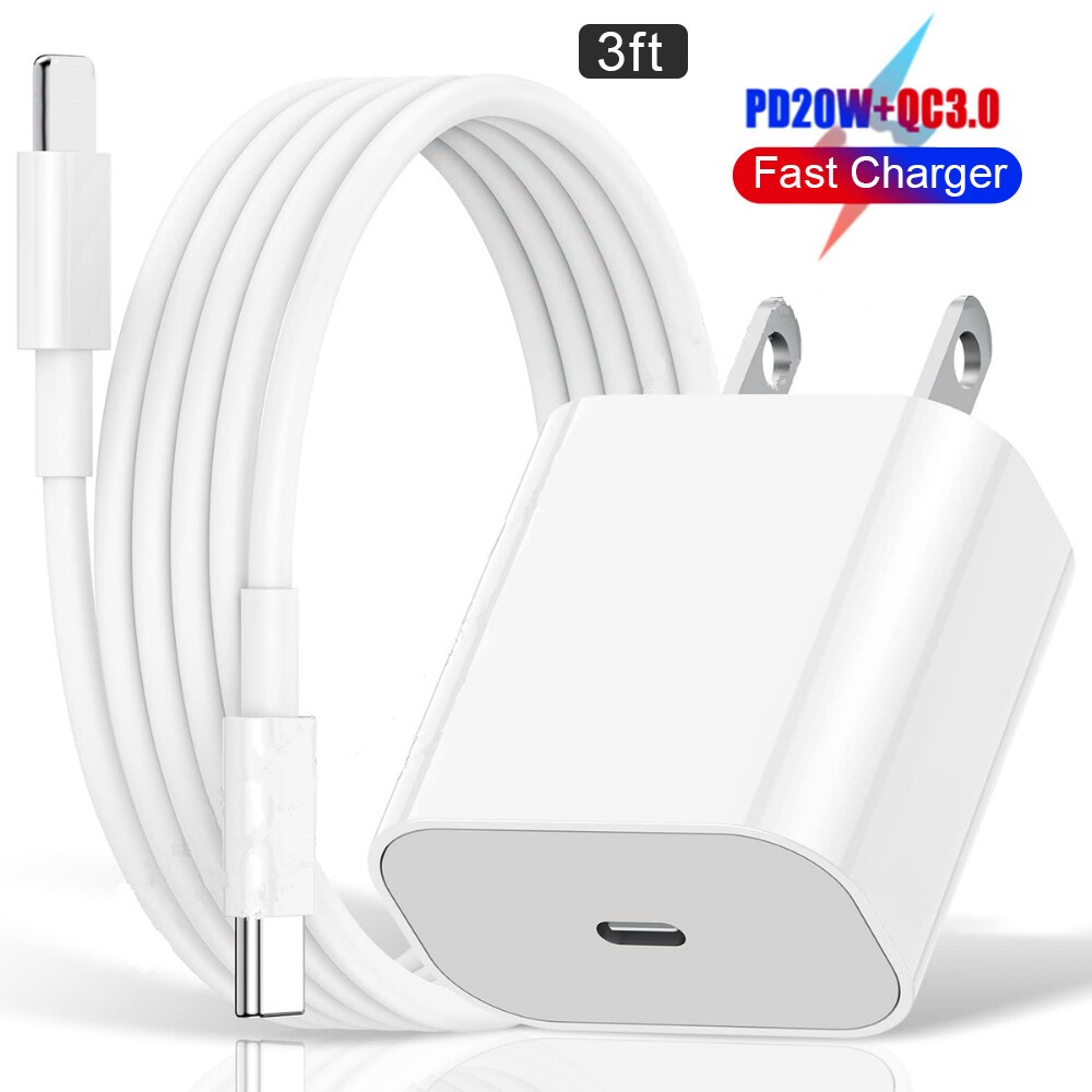 3FT USB-C to USB-C Charging Cable+20W Type-C Wall Adapter For iPhone 16 15 Pro