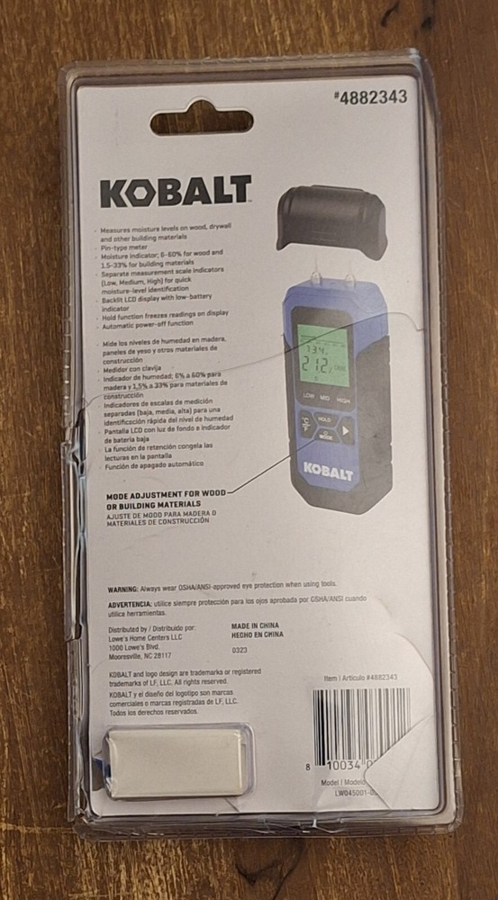 KOBALT TOOLS 4882343 PIN-TYPE DIGITAL MOISTURE METER