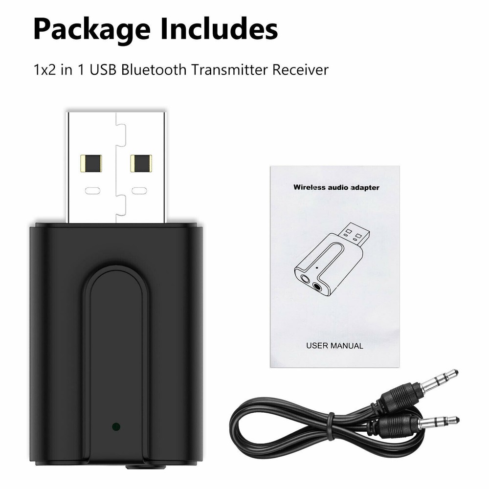 Wireless USB Bluetooth 5.0 Audio Transmitter Receiver Adapter 3.5mm For TV Car