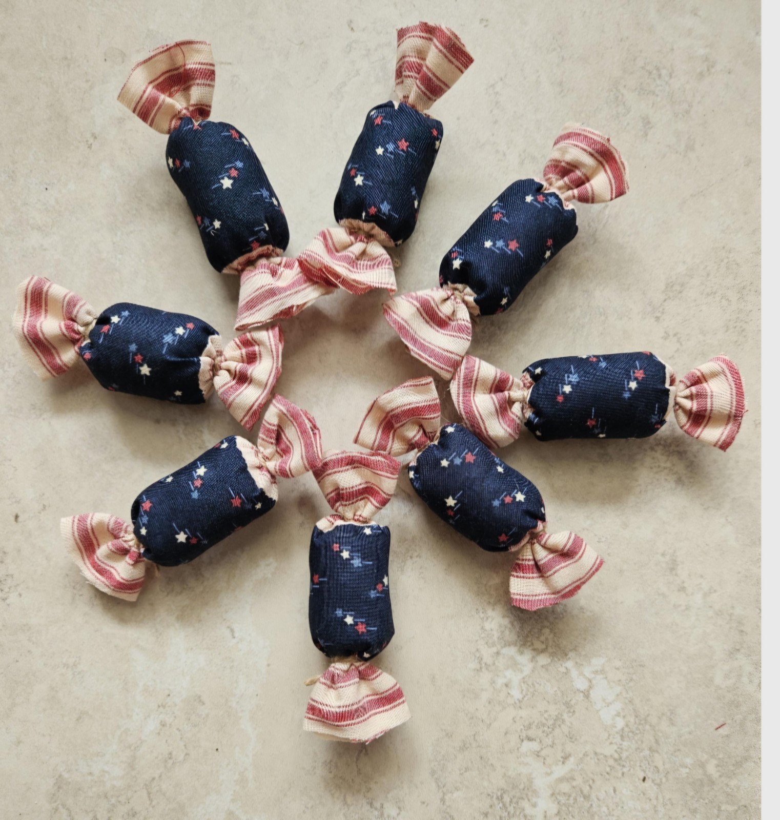 Bowl Filler Americana Patriotic Ornie Fabric 8 Pcs Candy Tier Tray Fabric Decor