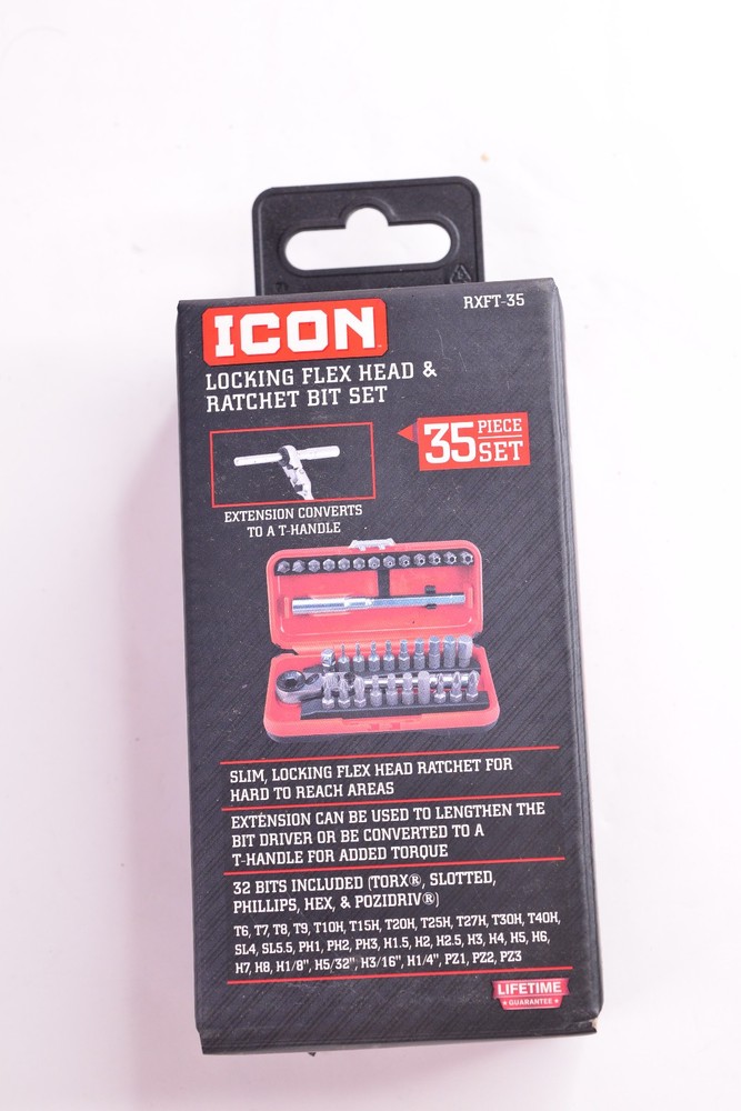 ICON RXFT-35 Locking Flex Head Ratchet Bit Set 35 Piece W/Protective Case