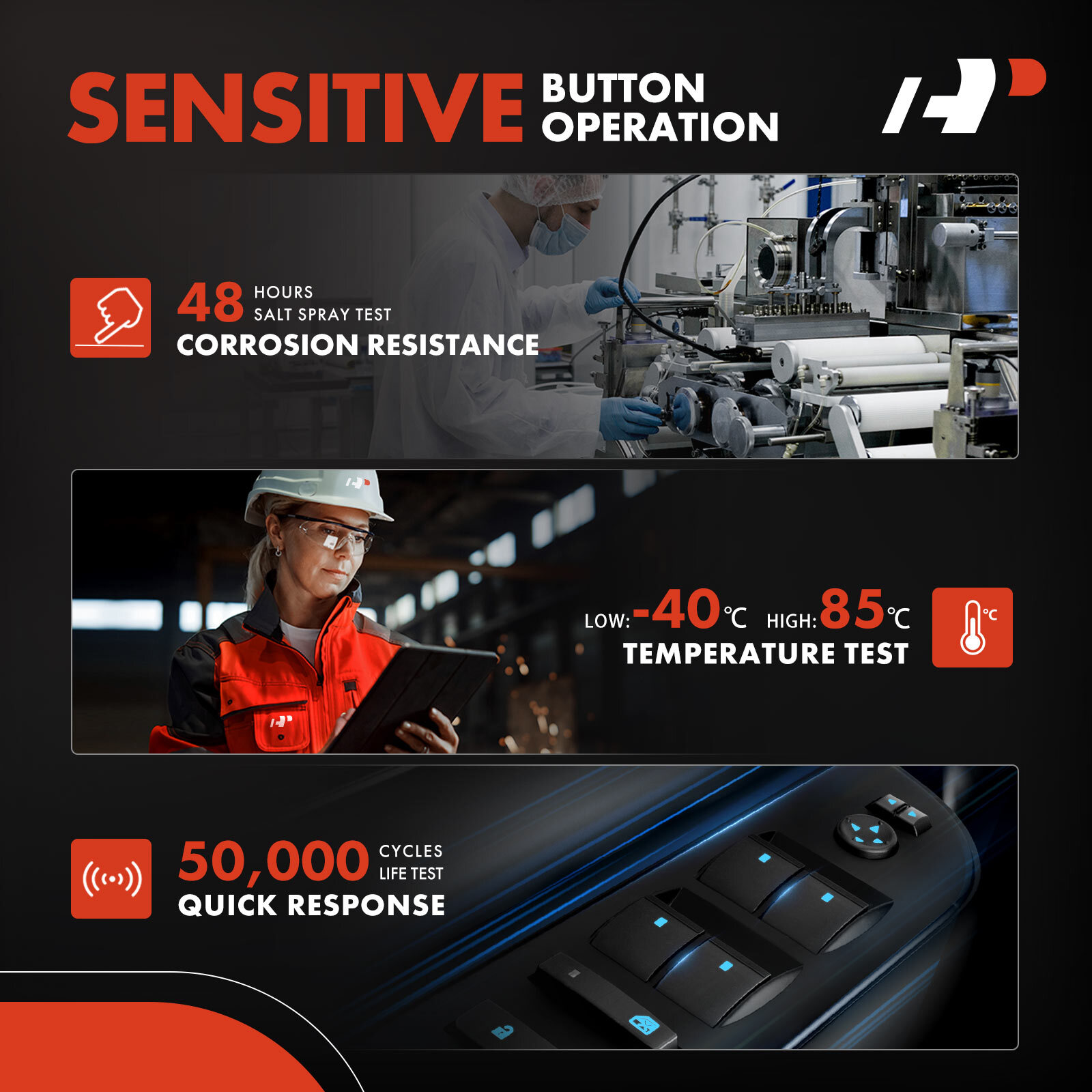 Power Window Switch for Chrysler Town & Country Dodge Grand Caravan Ram 3 Blade