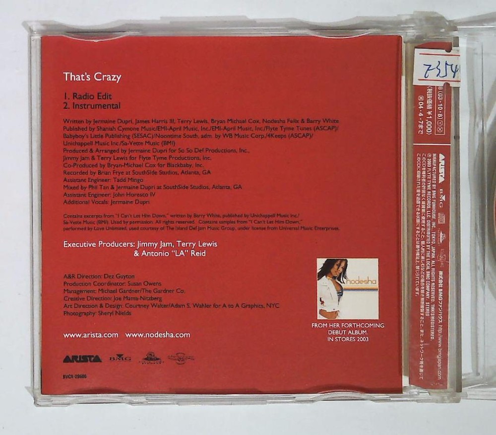 Nodesha – That's Crazy BVCA-29606 JAPAN CD, Single OBI