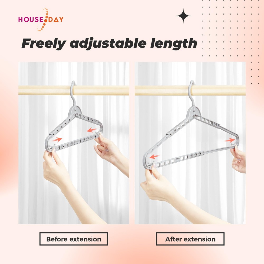 4 Pack Gray Extra Large Adjustable Hangers 360 Rotating Hook Heavy Duty