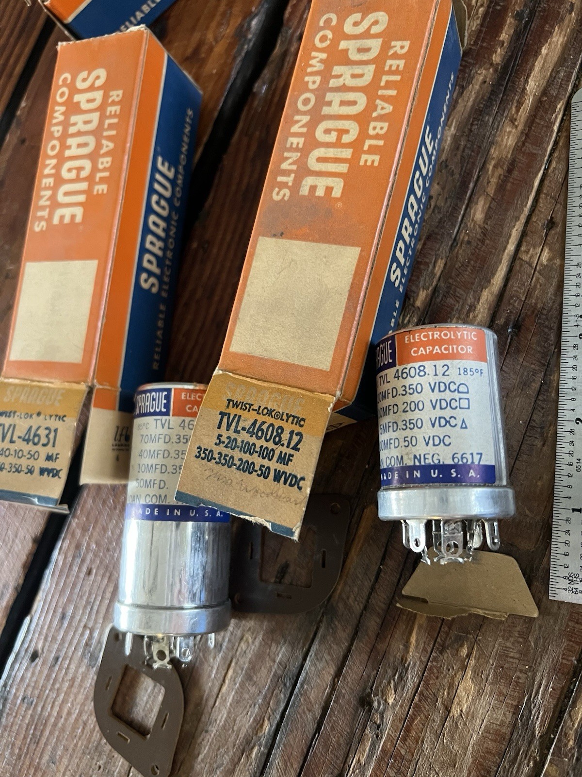 Lot of 4 Vintage NOS Sprague Twist Lok Electrolytic Capacitor Cans TVL