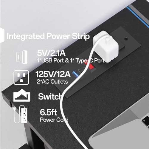 Computer Tower Stand with Power Outlet, 6 Level Height Ajustable PC Tower