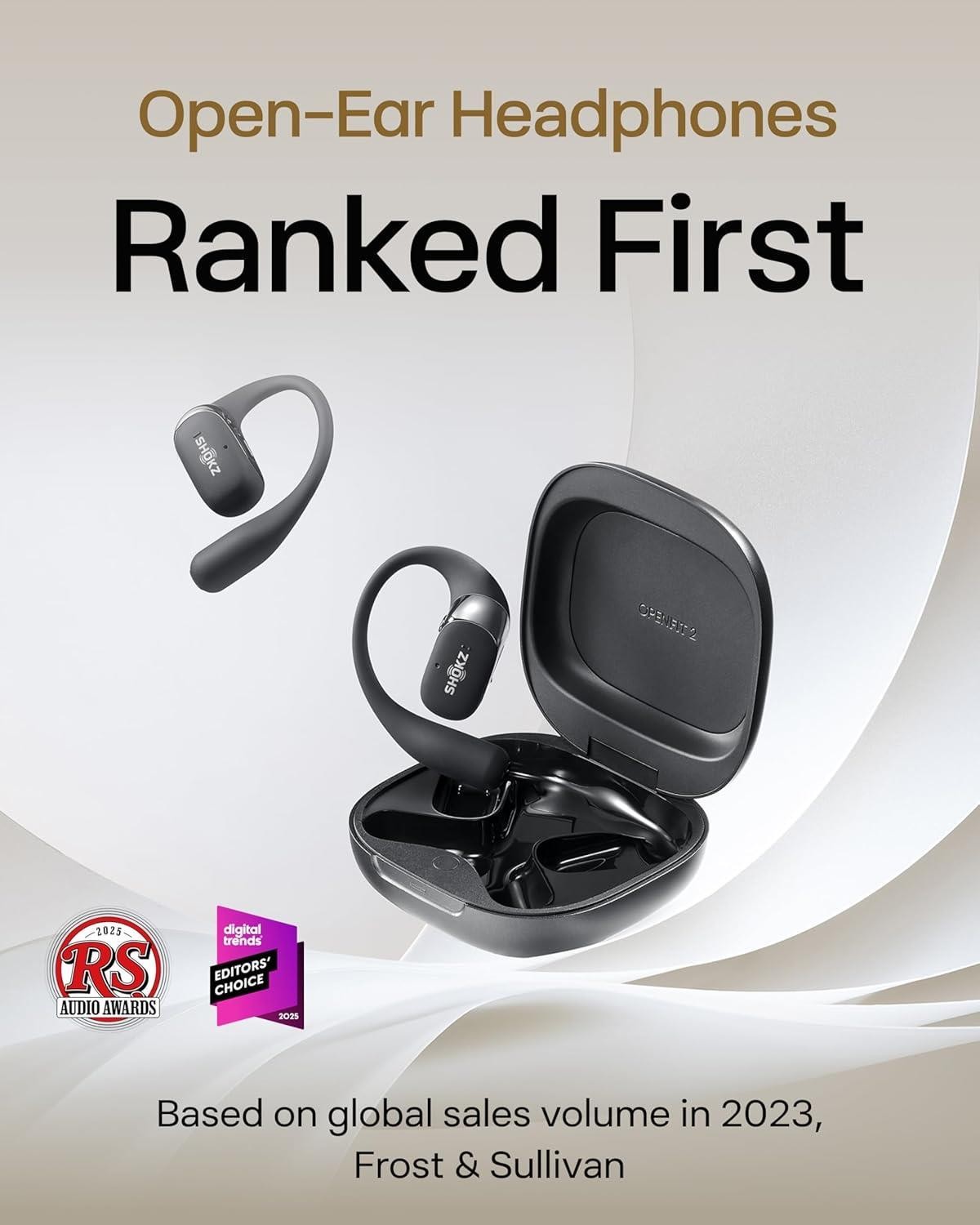 SHOKZ OpenFit 2 Open Ear Wireless Headphones Black T920 Excellent Condition