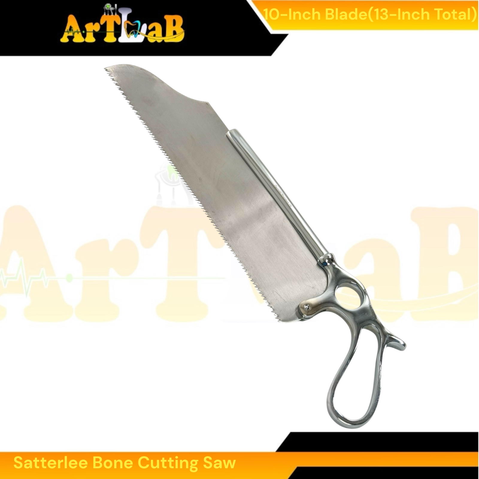 1 Each Satterlee Bone Cutting Saw 13"-10" Blade-Single Handle-Stainless Steel