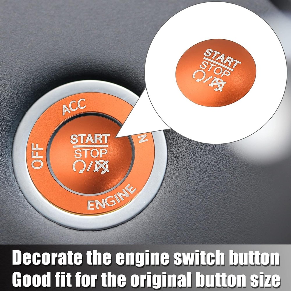 Engine Start Stop Button Cover Kit One Click Push Start Button Trim Orange