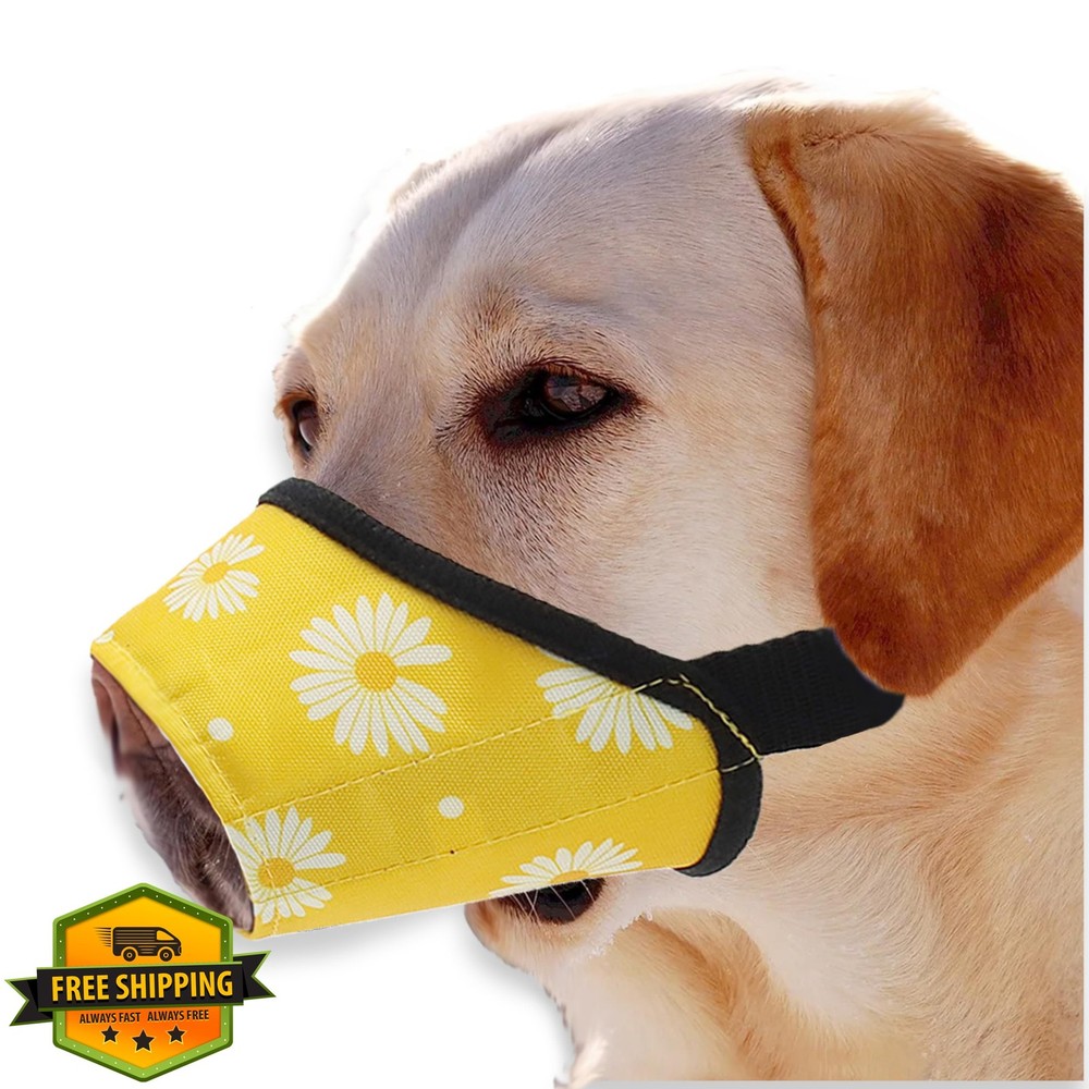 Soft Nylon Dog Muzzle S Yellow Breathable Drinkable