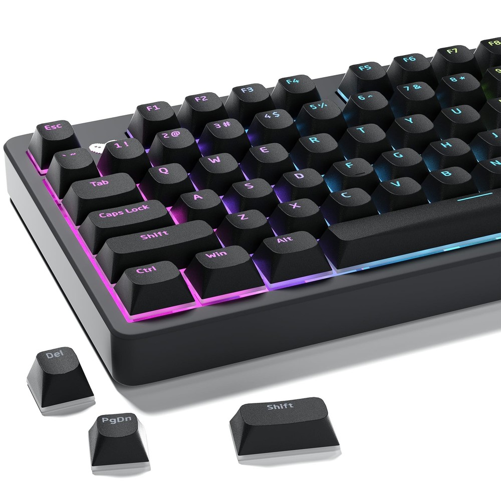 XVX Shine Through Keycaps, Black Semi Translucent Keycap Set, Double Shot PBT...