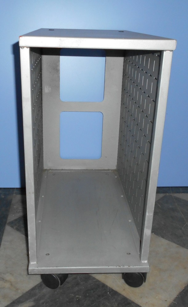 COMPUTER TROLLEY PC DESKTOP CASE METAL GREY WITH OFFICE WHEELS