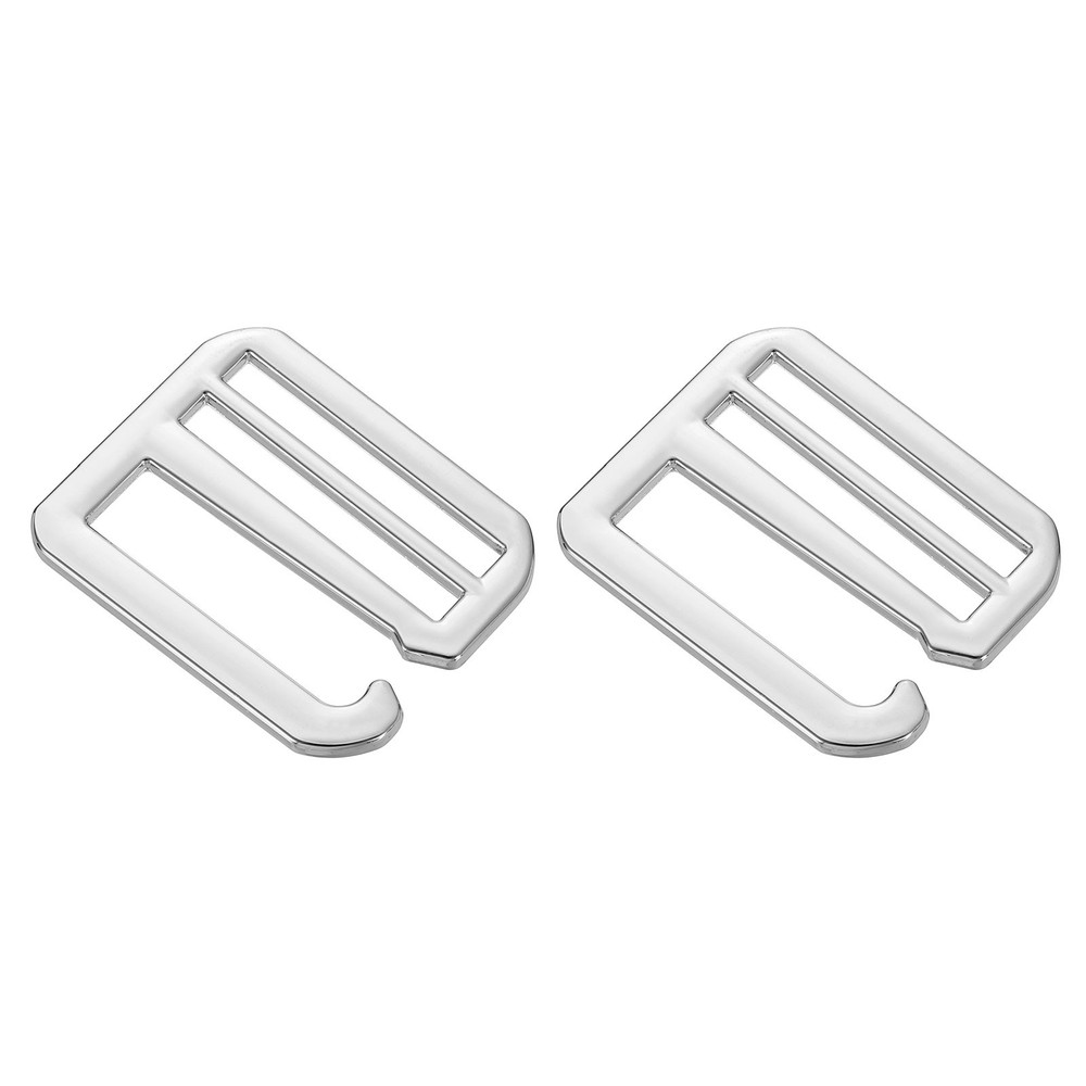 2Pcs G-Hook Webbing Buckles, 38mm Flat Tri-Glide, Gray