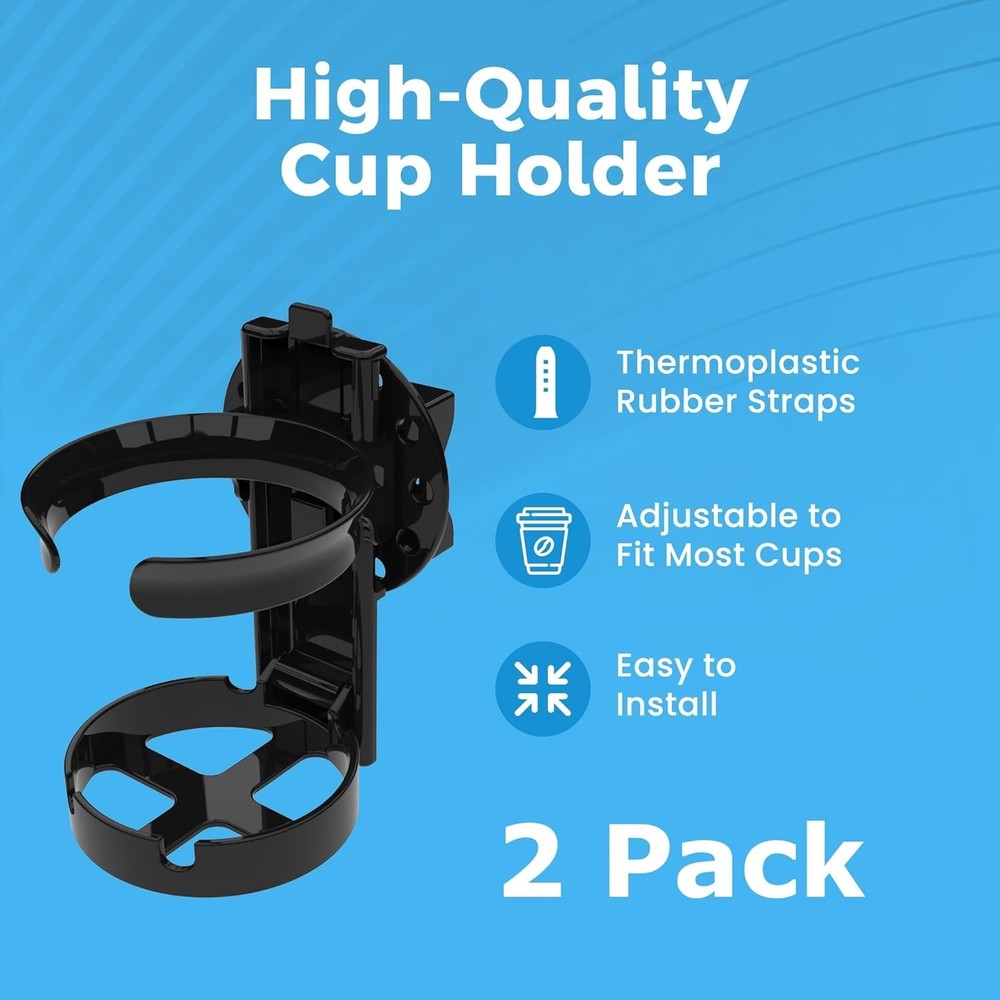 2 Pack Removable Drink Holders for Wheelchairs - Easy Install & Foldable Design